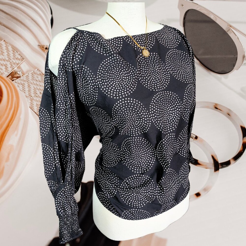 Nili Lotan Devon Cut-out Sleeve Top in Black